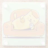 Relaxerende kat glazen onderzetter (Achterkant)