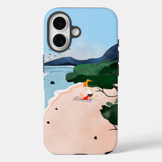 Relaxing Beach Day Minimal Coastal Art Print Case-Mate iPhone Case (Achterkant)