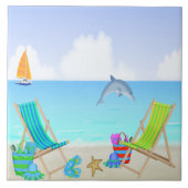 Relaxing Beach Tile/Trivet Tegeltje (Voorkant)