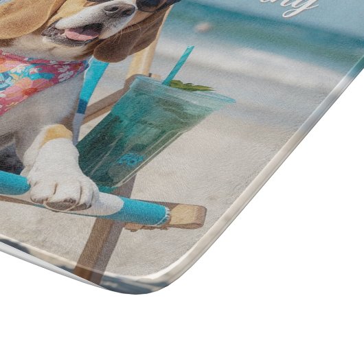 Relaxing Beagle Personalized Snijplank (Hoek)