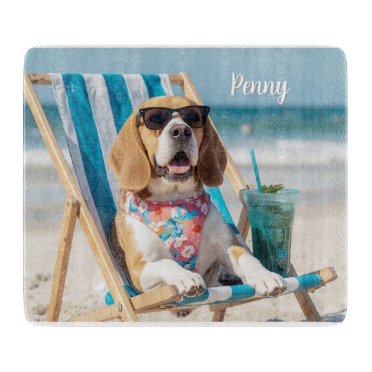 Relaxing Beagle Personalized Snijplank (Voorkant)