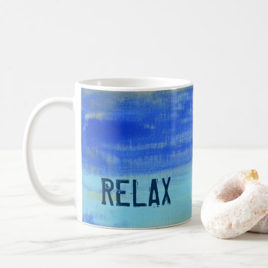 Relaxing Blue Turquiose Nautical Abstract Art Koffiemok (Met donut)