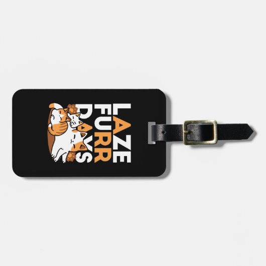 Relaxing Cat Art - 'Laze Furr Days' voor kattenlie Bagagelabel (Voorkant horizontaal)