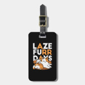 Relaxing Cat Art - 'Laze Furr Days' voor kattenlie Bagagelabel (Voorkant verticaal)