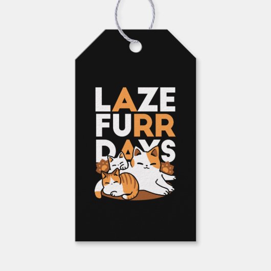 Relaxing Cat Art - 'Laze Furr Days' voor kattenlie Cadeaulabel (Voorkant)