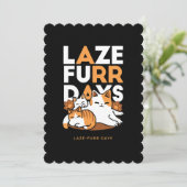 Relaxing Cat Art - 'Laze Furr Days' voor kattenlie Feestdagenkaart (Staand voorkant)