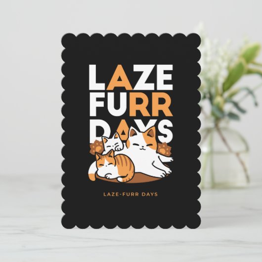 Relaxing Cat Art - 'Laze Furr Days' voor kattenlie Feestdagenkaart (Staand voorkant)