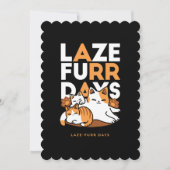 Relaxing Cat Art - 'Laze Furr Days' voor kattenlie Feestdagenkaart (Voorkant)
