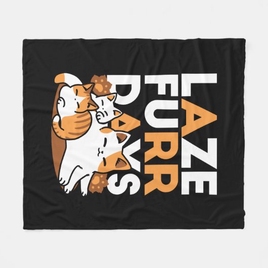 Relaxing Cat Art - 'Laze Furr Days' voor kattenlie Fleece Deken (Voorkant (Horizontaal))