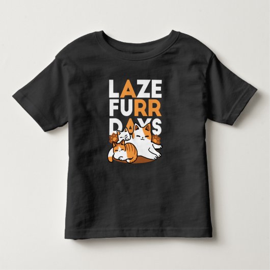 Relaxing Cat Art - 'Laze Furr Days' voor kattenlie Kinder Shirts (Voorkant)