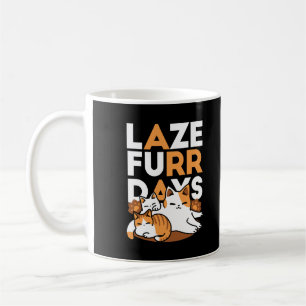 Relaxing Cat Art - 'Laze Furr Days' voor kattenlie Koffiemok