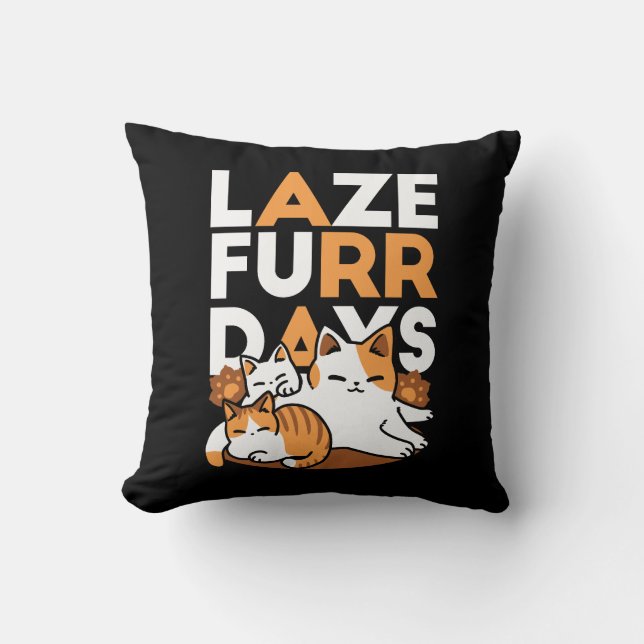Relaxing Cat Art - 'Laze Furr Days' voor kattenlie Kussen (Voorkant)