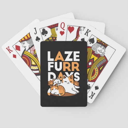 Relaxing Cat Art - 'Laze Furr Days' voor kattenlie Pokerkaarten (Achterkant)