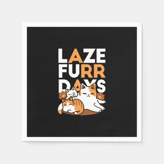 Relaxing Cat Art - 'Laze Furr Days' voor kattenlie Servet (Voorkant)
