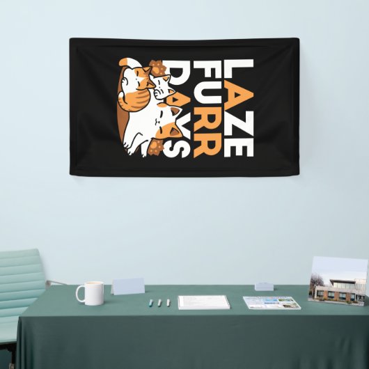 Relaxing Cat Art - 'Laze Furr Days' voor kattenlie Spandoek (Beurs)