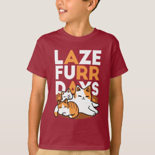 Relaxing Cat Art - 'Laze Furr Days' voor kattenlie T-shirt