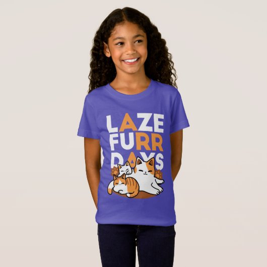 Relaxing Cat Art - 'Laze Furr Days' voor kattenlie T-shirt (Voorkant volledig)