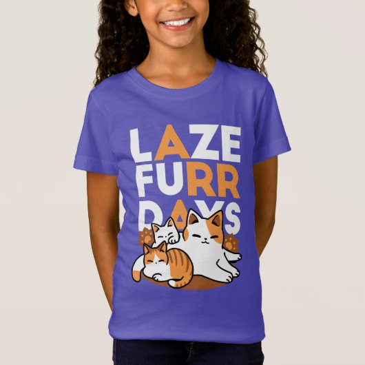 Relaxing Cat Art - 'Laze Furr Days' voor kattenlie T-shirt (Voorkant)