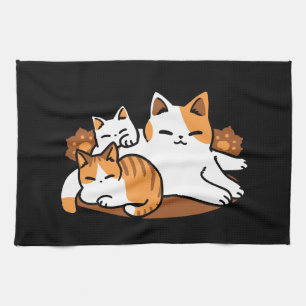 Relaxing Cat Art - 'Laze Furr Days' voor kattenlie Theedoek