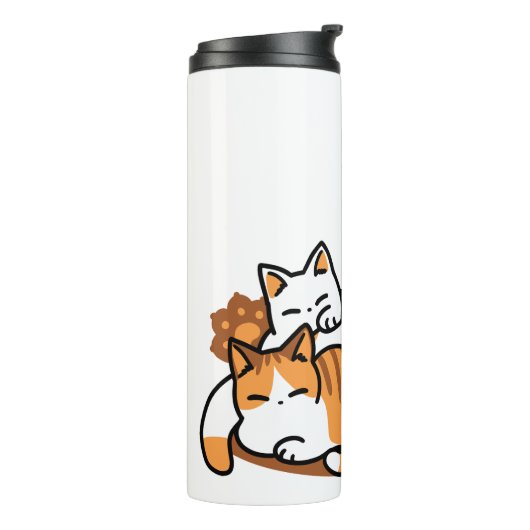 Relaxing Cat Art - 'Laze Furr Days' voor kattenlie Thermosbeker (Gedraaid links)