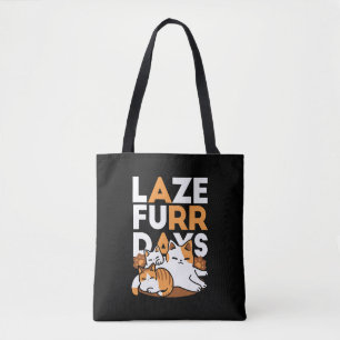 Relaxing Cat Art - 'Laze Furr Days' voor kattenlie Tote Bag