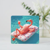 Relaxing Flamingo Floating On a Pool Mattress Kaart (Staand voorkant)