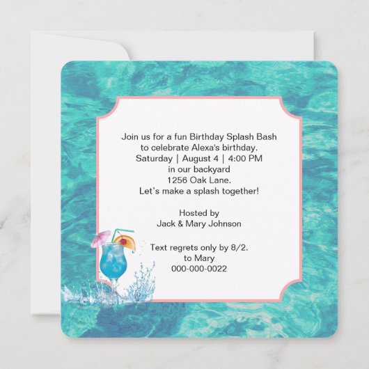 Relaxing Flamingo Floating On a Pool Mattress Kaart (Achterkant)