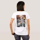 Relaxing Hot Spring Cat T-shirt (Achterkant volledig)