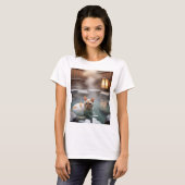 Relaxing Hot Spring Cat T-shirt (Voorkant volledig)