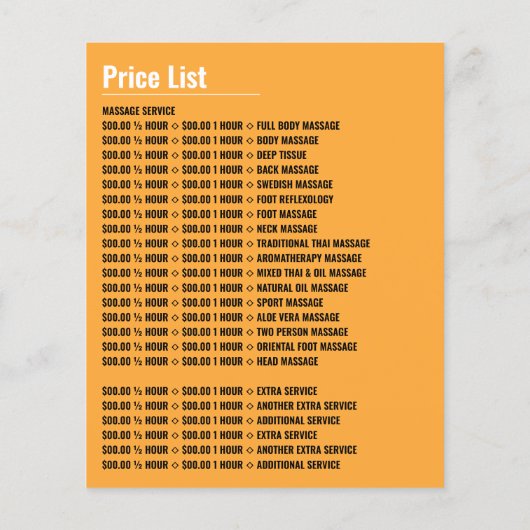 Relaxing Massage, massagetherapie, massageparlor Flyer (Achterkant)