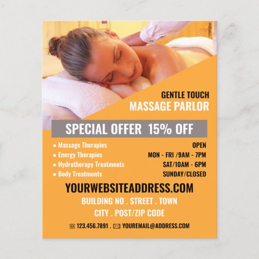 Relaxing Massage, massagetherapie, massageparlor Flyer (Voorkant)