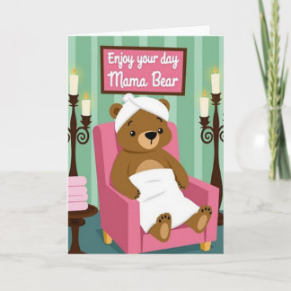 Relaxing Mothers Day Spa Bear Card Kaart