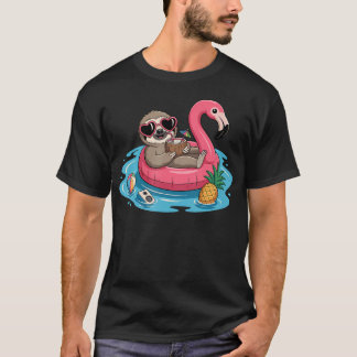 Relaxing Sloth Flamingo Float Coconut Drink And T-shirt