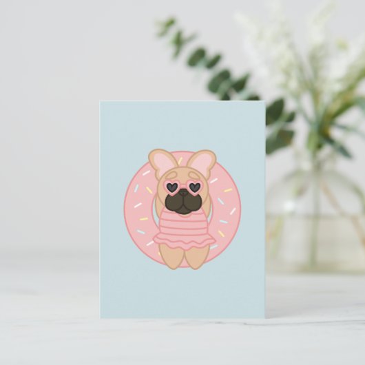 Relaxing Summer Fawn Coat French Bulldog in Lilo Briefkaart (Staand voorkant)