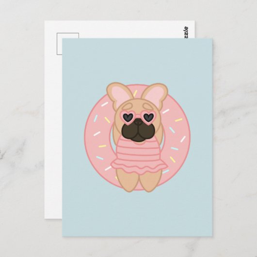 Relaxing Summer Fawn Coat French Bulldog in Lilo Briefkaart (Voorkant / Achterkant)