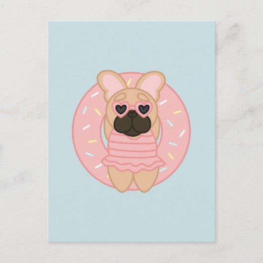 Relaxing Summer Fawn Coat French Bulldog in Lilo Briefkaart (Voorkant)