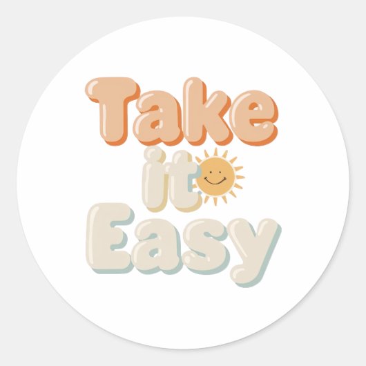 Relaxing "Take It Easy" with Smiling Sun Ronde Sticker (Voorkant)