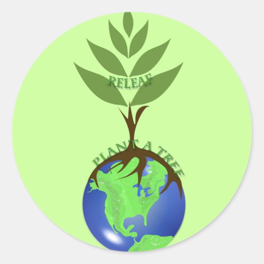 ReLeaf Plant A Tree Ronde Sticker (Voorkant)
