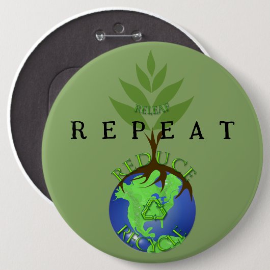 Releaf Reduceer Recyclen Ronde Button 6,0 Cm (Voorkant /achterkant)