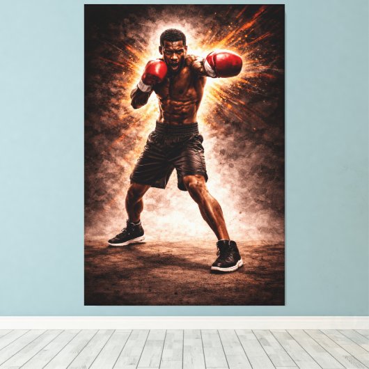 Relentless Force – Boxing Power Canvas Print (Insitu (Houten vloer))