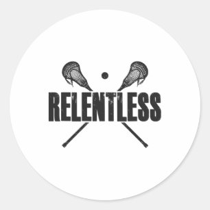 Relentless lacrosse speler citaat gekruiste lax st ronde sticker