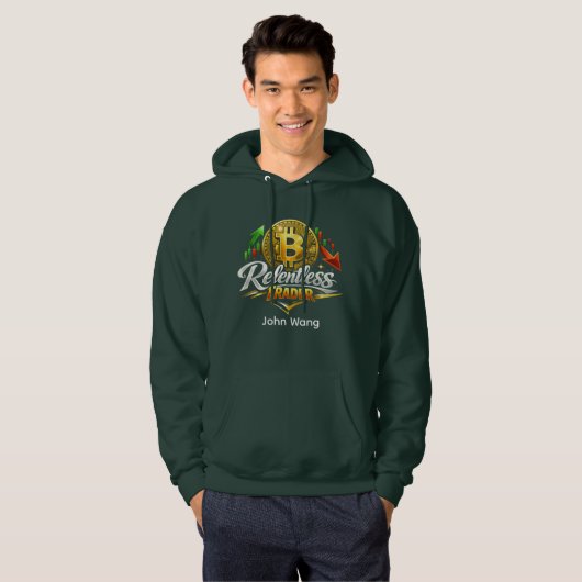 Relentless Trader Bitcoin Hoodie | Custom Name (Voorkant volledig)