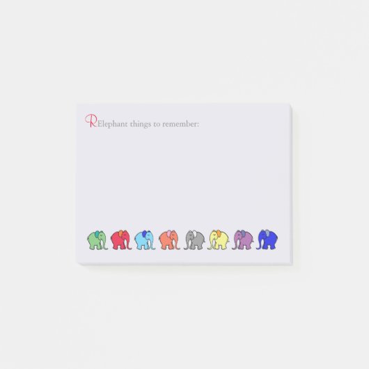 "RElephant to Herinner" Rainbow Colored Elephants Post-it® Notes (Voorkant)