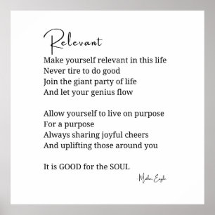 Relevante aanmoediging Inspirerend gedicht poster