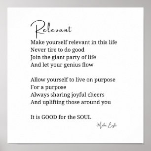Relevante aanmoediging Inspirerend gedicht poster