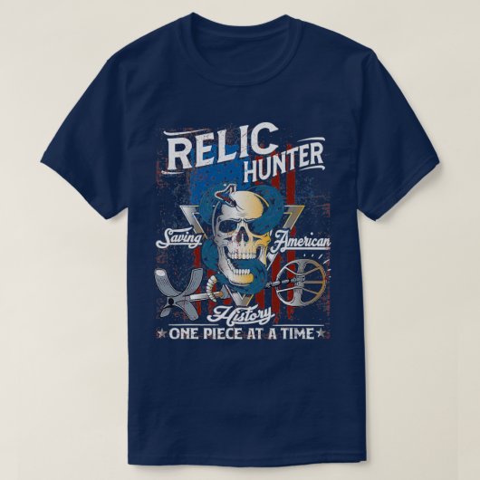 Relic Hunter American Flag Skull Metal T-shirt (Design voorkant)