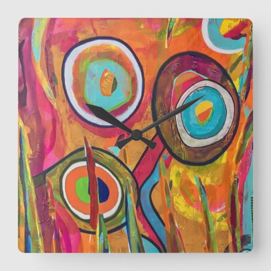 Relics Wall Clock Vierkante Klok (Voorkant)