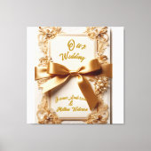 "Reliëf Bloemen Bruiloft Uitnodiging Satijn Lint" Canvas Afdruk (Voorkant)