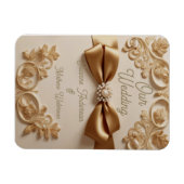 Reliëf Bloemen Bruiloft Uitnodiging – Satijnen Str Magneet (Horizontaal)