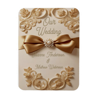 Reliëf Bloemen Bruiloft Uitnodiging – Satijnen Str Magneet